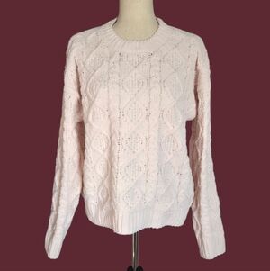 POL Hint of Pink Chenille Cable Knit Sweater – Size S (NWOT)